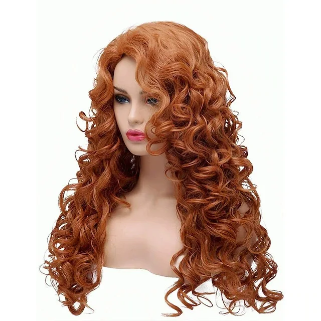 Halloween Women Brave Princess Merida Cosplay Wig Party Girl role play orange wavy hair costumes