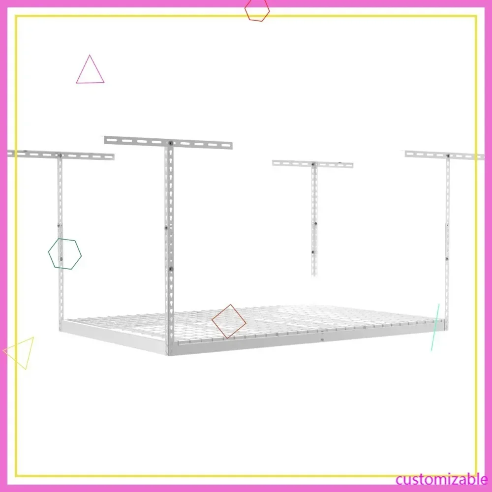 Heavy Duty 4x6 Overhead Garage Storage Rack, 500 lb Capacity, Adjustable Steel Ceiling Mount Shelves, 2 Pack
