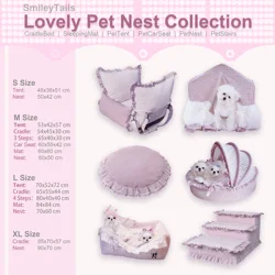 Pet Luxury Deluxe Kit Set House Nest Cradle Bed Stairs Ladder for Small Medium Dogs Cats, Cozy Cushion Puppy Kitten Accessories