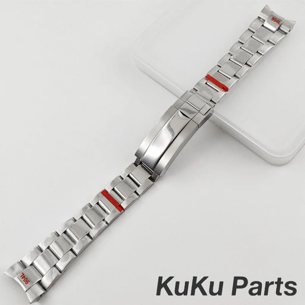 20MM幅ソリッドブレスレット904Lステンレスブラッシュドポリッシュオイスターブレスレットグライドロッククラスプリストバンド（NH35/NH36サブマリーナー風腕時計用）