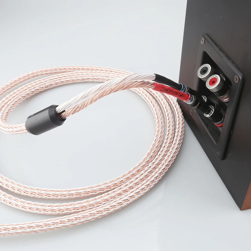 คู่ Audiocrast HiFi สายลําโพงสายลําโพงโรเดียมชุบกล้วยปลั๊ก 10AWG (OFC) สายลําโพง