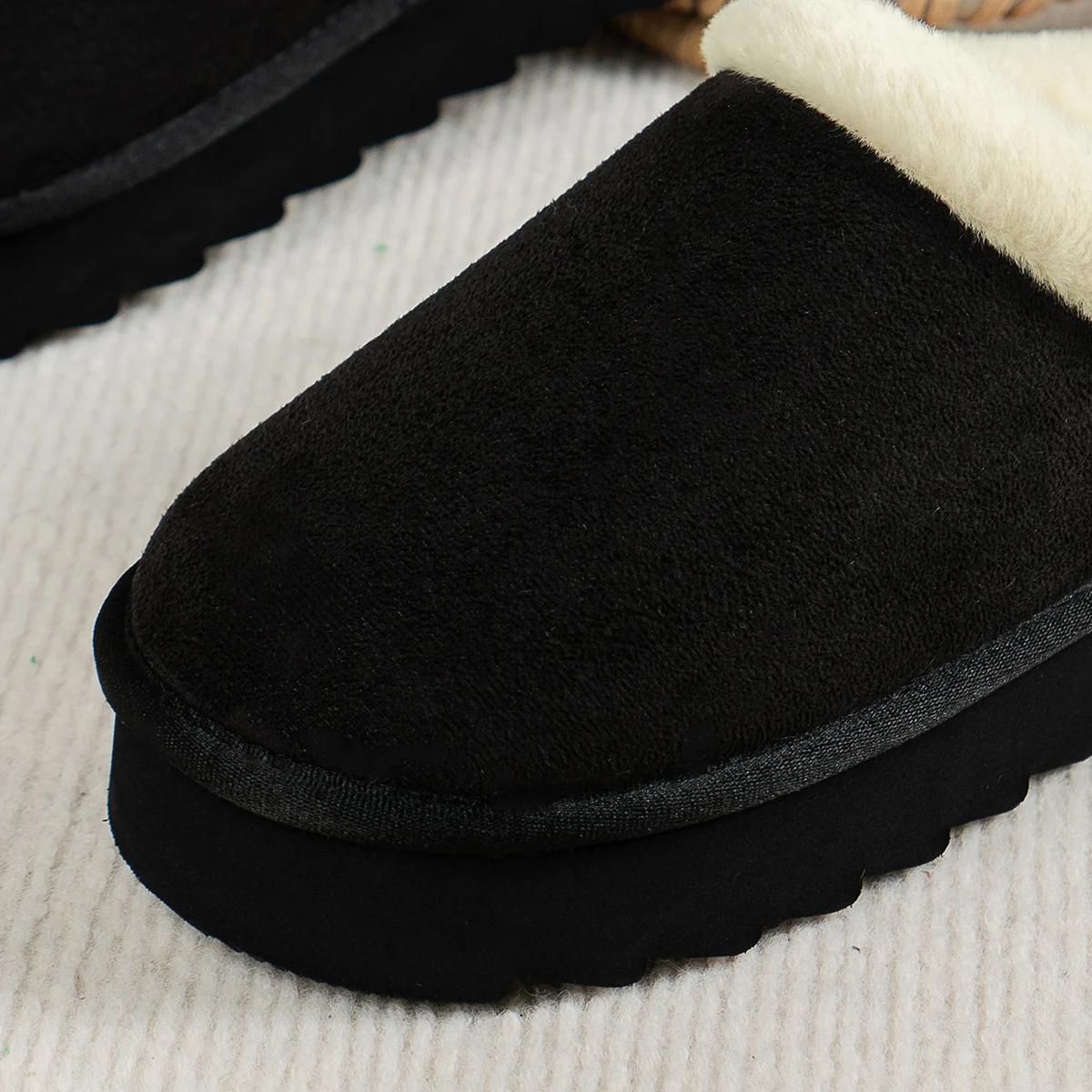 Wintermode Damen Flauschige Dicksohlige Freizeitschuhe, Dicksohlige Rutschfeste und Warme Hausschuhe mit Fellfutter – Detail 18