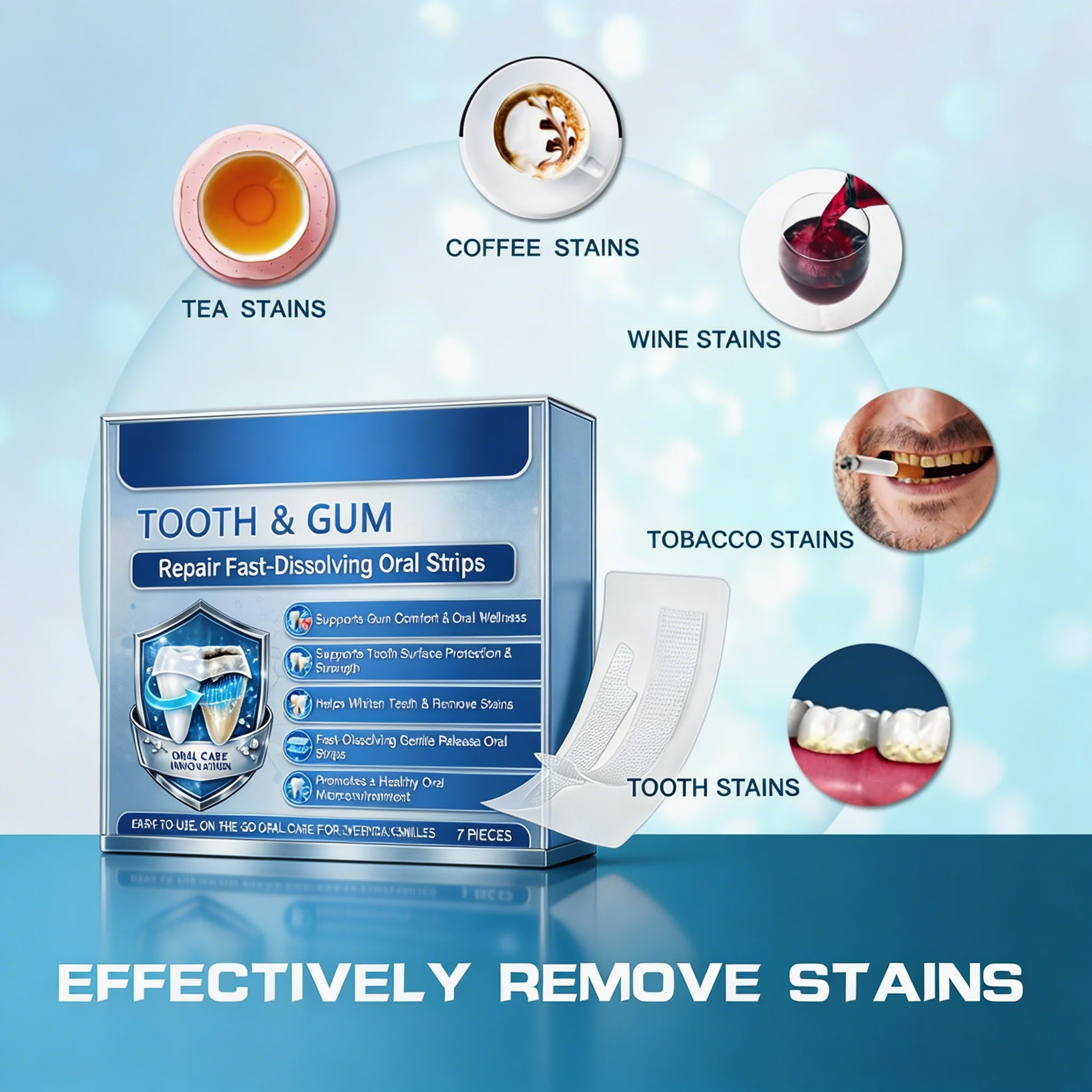 7/14/21Pcs Teeth Whitening Strips Fast Results in 7 Days, No Sensitivity, Enamel Safe for Coffee, Tea & Smoking Stains Oral Care