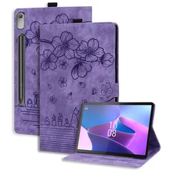 For Funda Lenovo Tab P11 Pro Gen 2 Case TB132FU TB138FC Embossed Flip Stand Cover XiaoXin Pad Pro (2022) 11.2