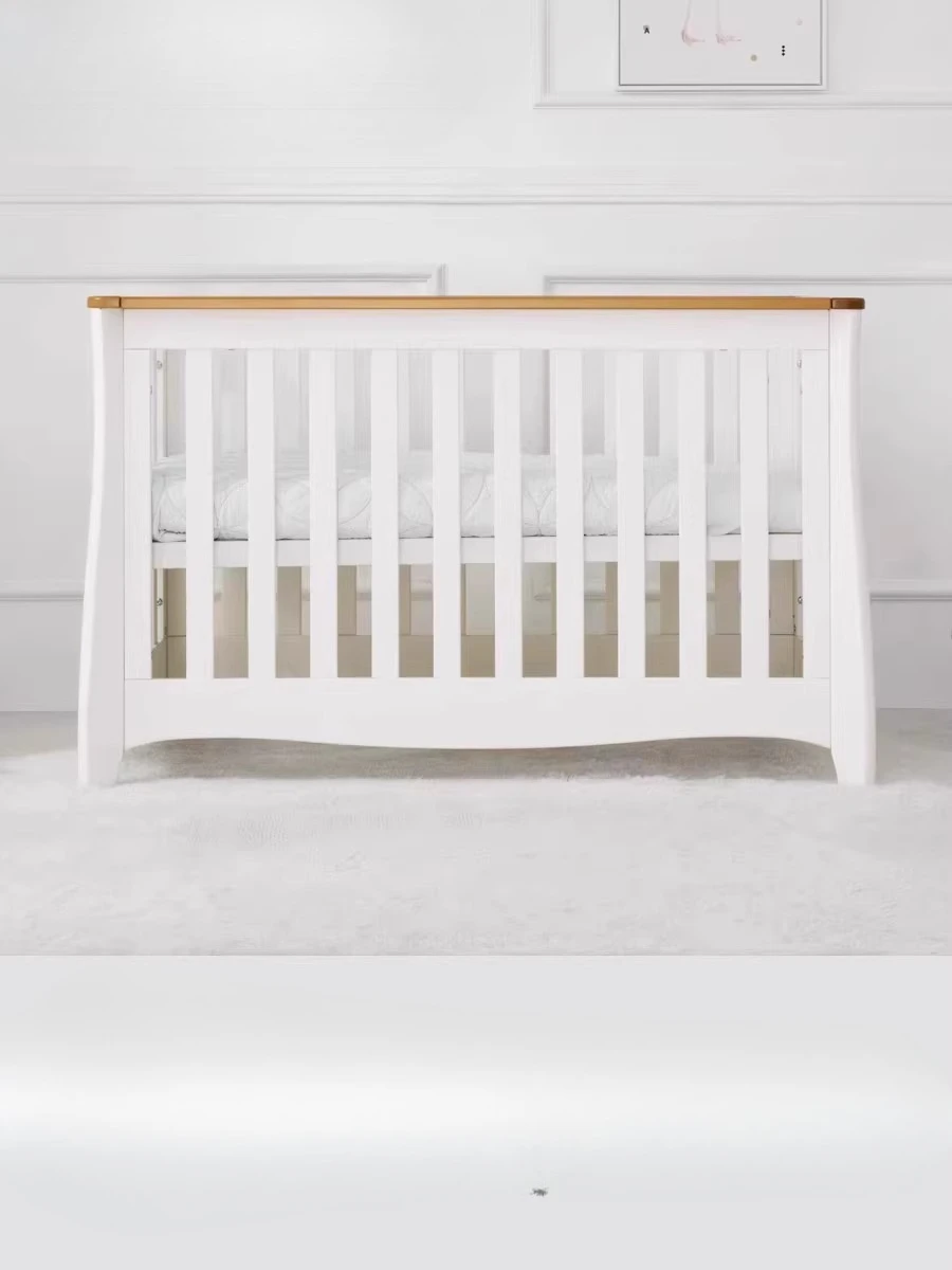 Crib, imported solid wood European multi-functional newborn crib guardrail bed
