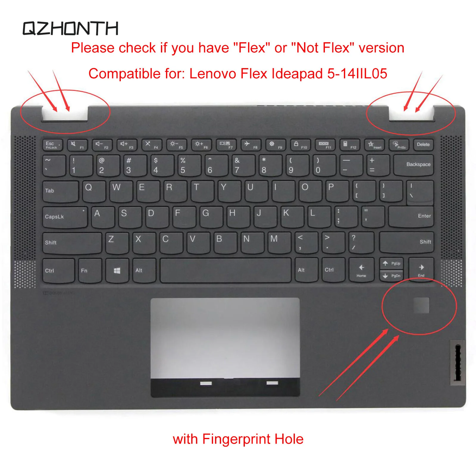 

New For Lenovo ideapad Flex 5-14IIL05 5-14ITL05 Palmrest Upper Case w/ Backlit Keyboard (Black) 5CB0Y85521