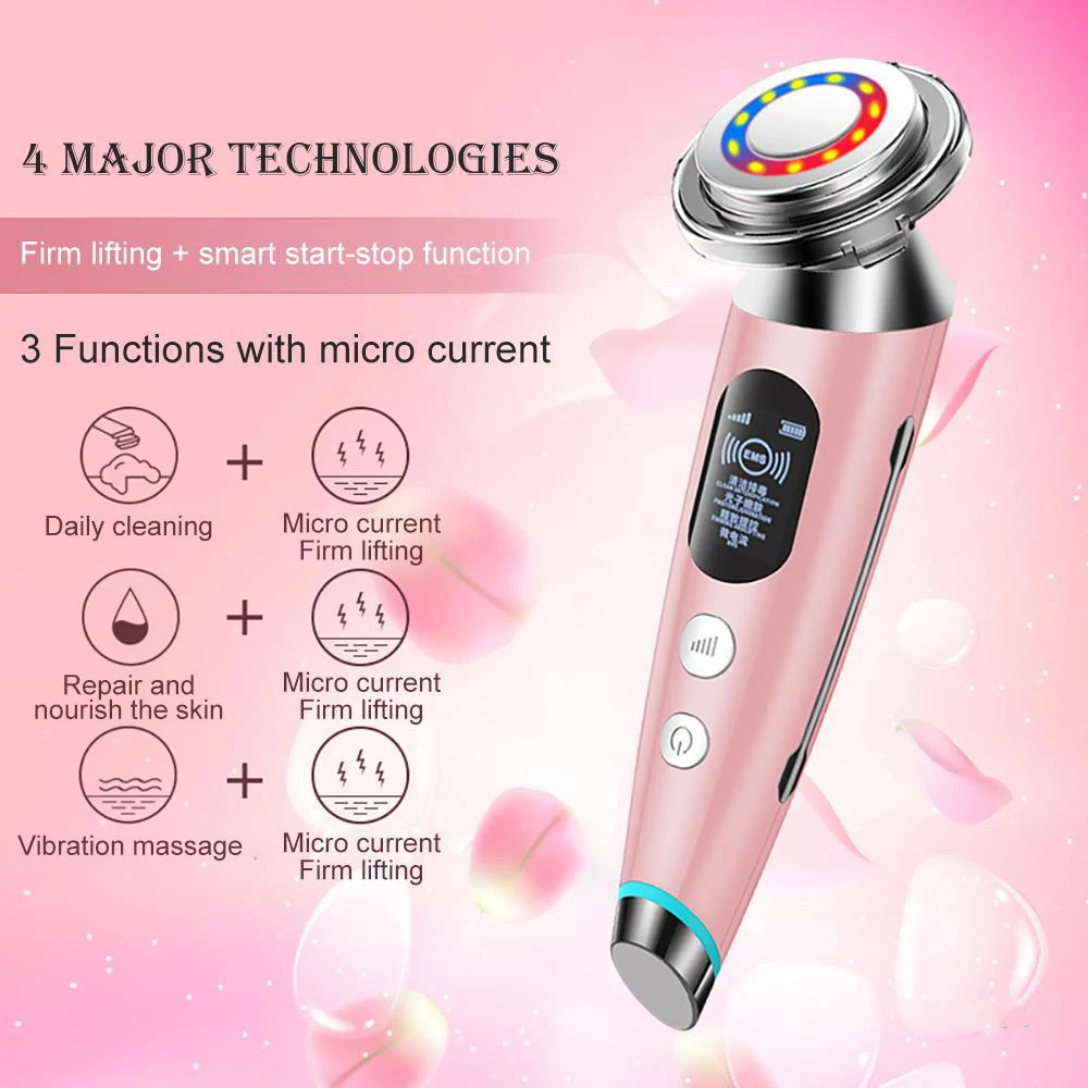 Facial Cleanser Face Lift Device Microcurrent Skin Rejuvenation Facial Massager Light Therapy Anti Aging Wrinkle Skin Care Tools