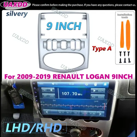 2 Din Car For 2009-2019 RENAULT LOGAN 9INCH Interior stereo radio Android frame Kit panel fascia cable video harness dashboard 8 best sales body kit logan - №3