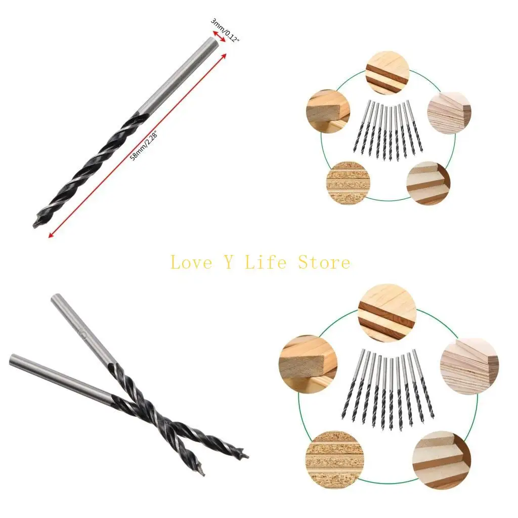 

L74C 10Pcs High Carbon Steel Woodworking Twist Drill Bit Drills Woodworking
