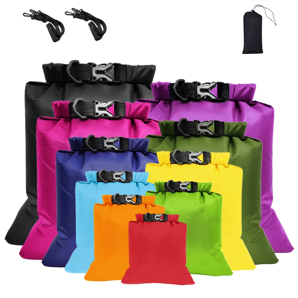 Ultraleve Dry Bag Pack, Saco ao ar livre, Mantenha a engrenagem seca, Caminhadas, Mochila, Caiaque, Camping, Natação, Passeios de barco, 10Pcs