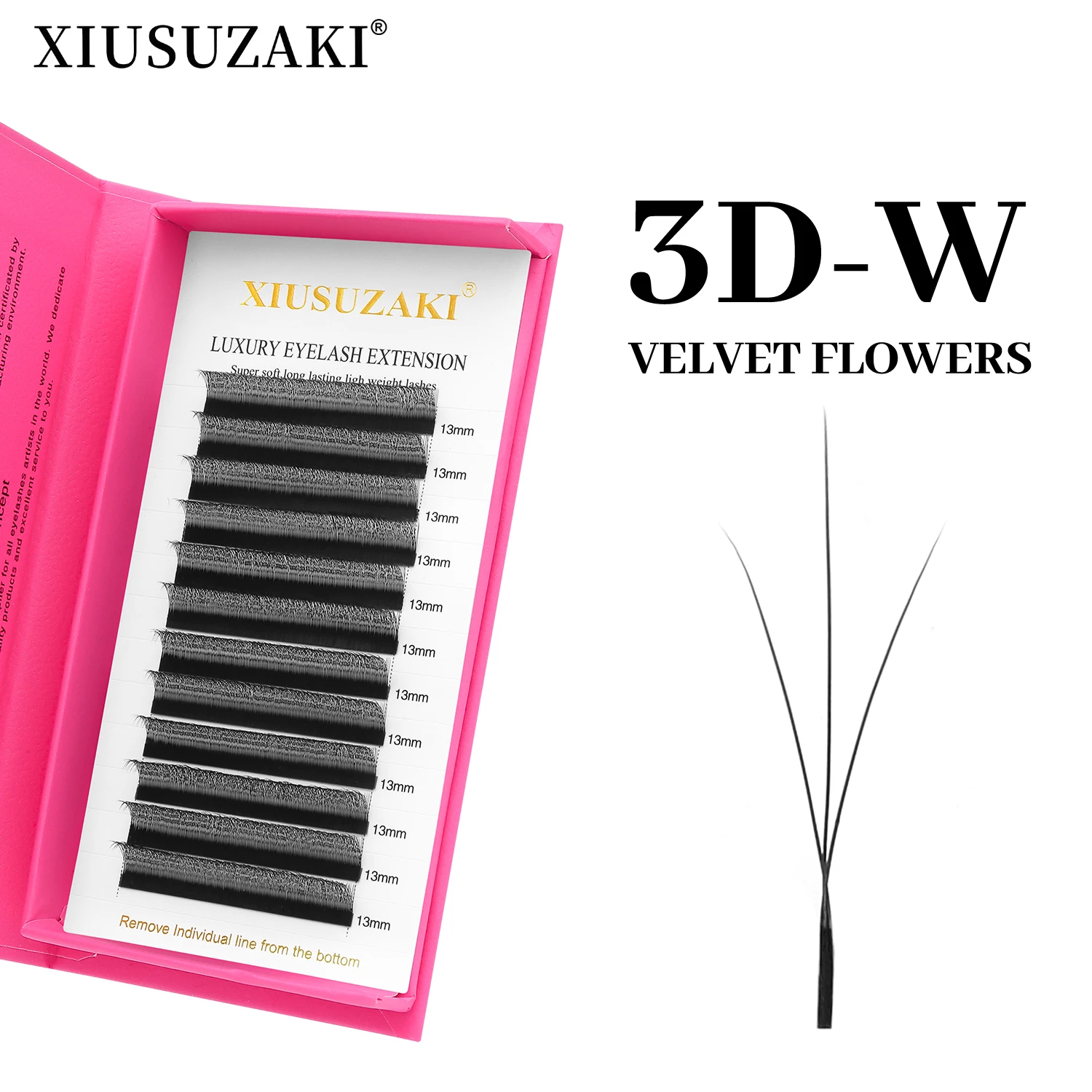 XIUSUZAKI 3D W Velvet Flowers Lashes Extensions Premade Volume Fans W Shaped Eyelash Extensions Individual Fairy False Lashes