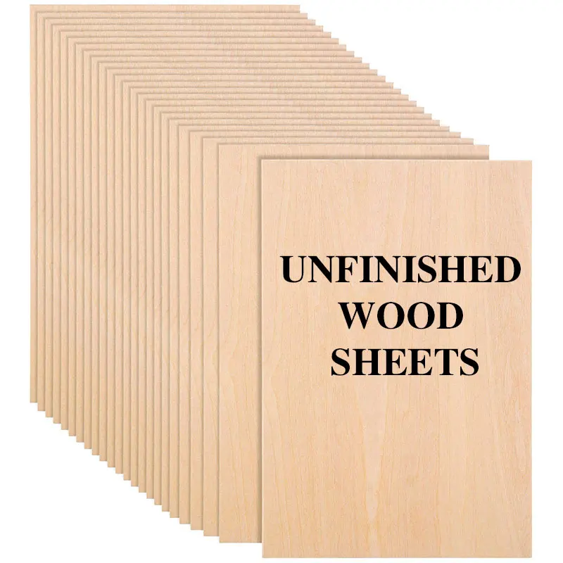 

5pcs 10x15cm Unfinished Wood Sheets Thin Craft Plywood Sheets for Craft DIY Project Model Making Painting Art Supplies