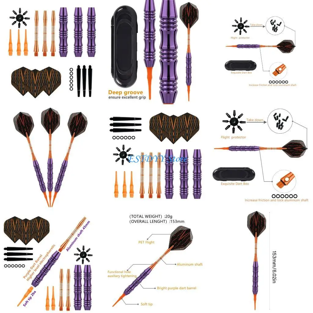 

G6DE 1Set Professional Soft Tip Darts Set Repalcement Dartboard Accessories Enduring