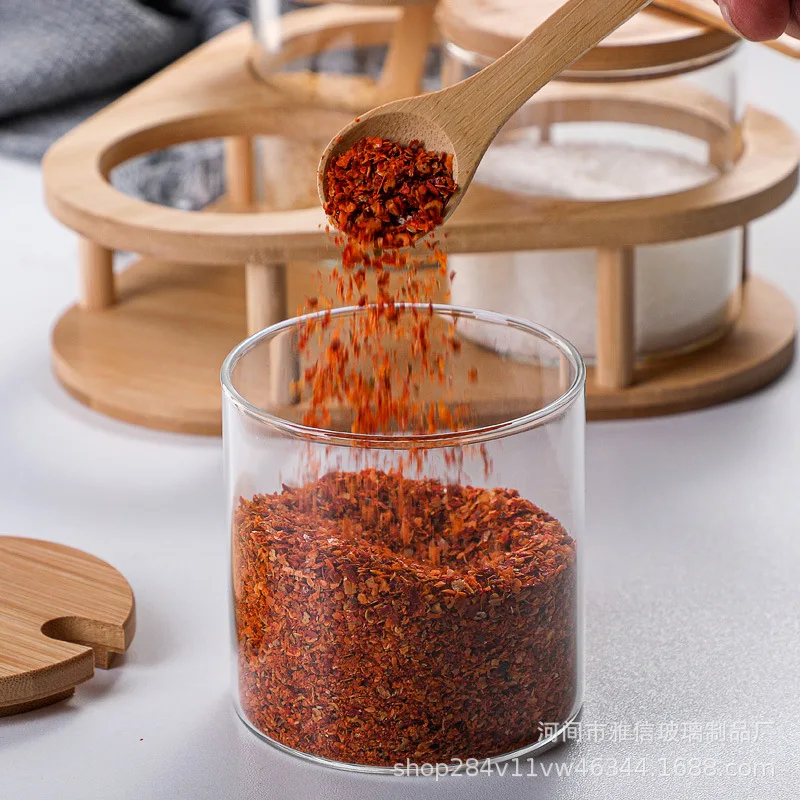 Modern Kitchen Seasoning Jar Household Glass Seasoning Bottle Salt Shaker Food Dispenser Glass Container Box Pepper Chili Pot