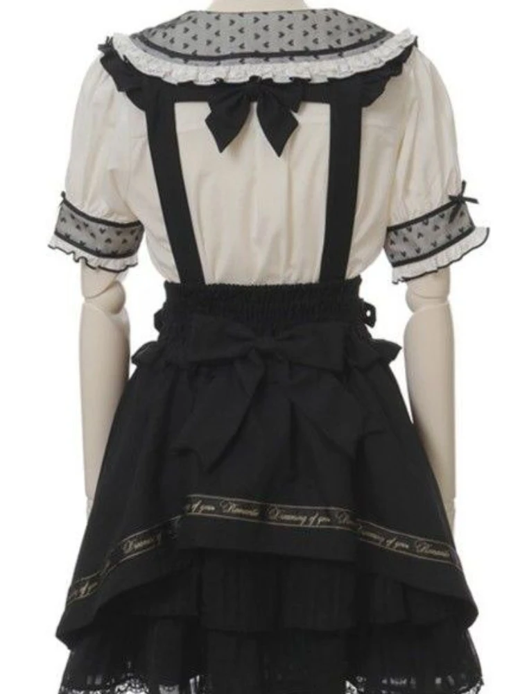 Japanese Lolita High Waist Mini Suspender Skirt Women Y2k Aesthetic Sweet Solid Streetwear Gothic Jk Saia Feminina Harajuku Jupe