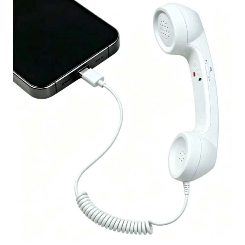 1pc Vintage Telephone Handset Cell Phone Receiver-Type-C Connection Microphone For Cellphone Phone Handset