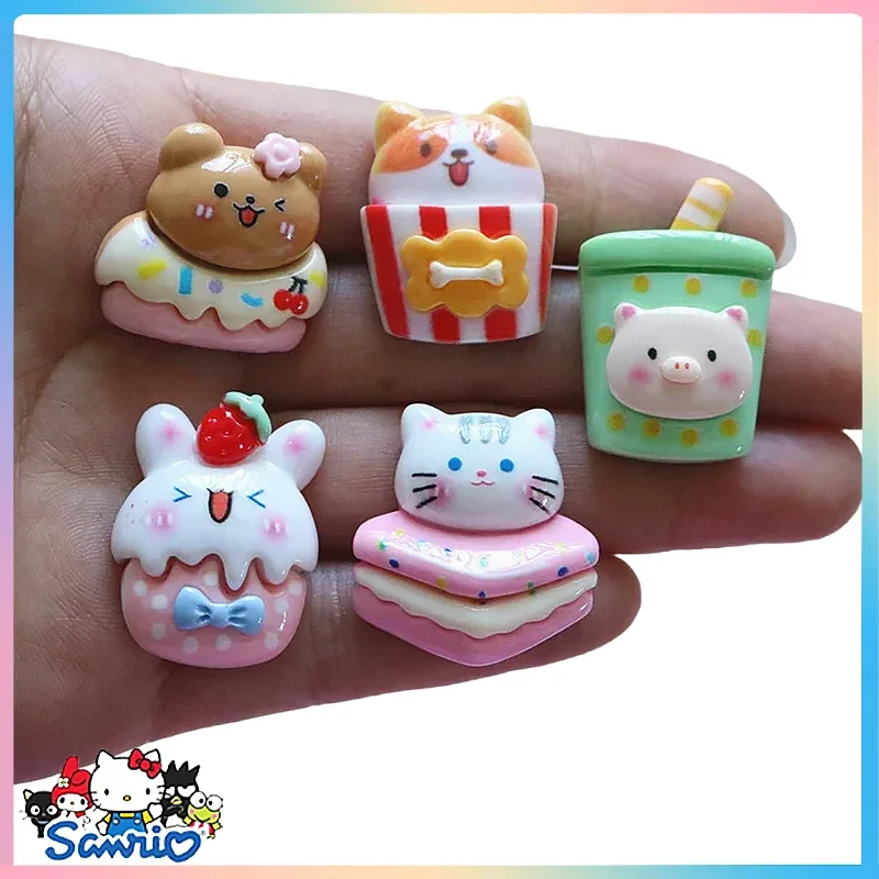 Sanrios новинка 10 шт. аксессуары из каучука Hellokitty каучук 3D Смола Сделай Сам шпилька для волос ручной работы искусственный крем клей мультфильм анимация подарок