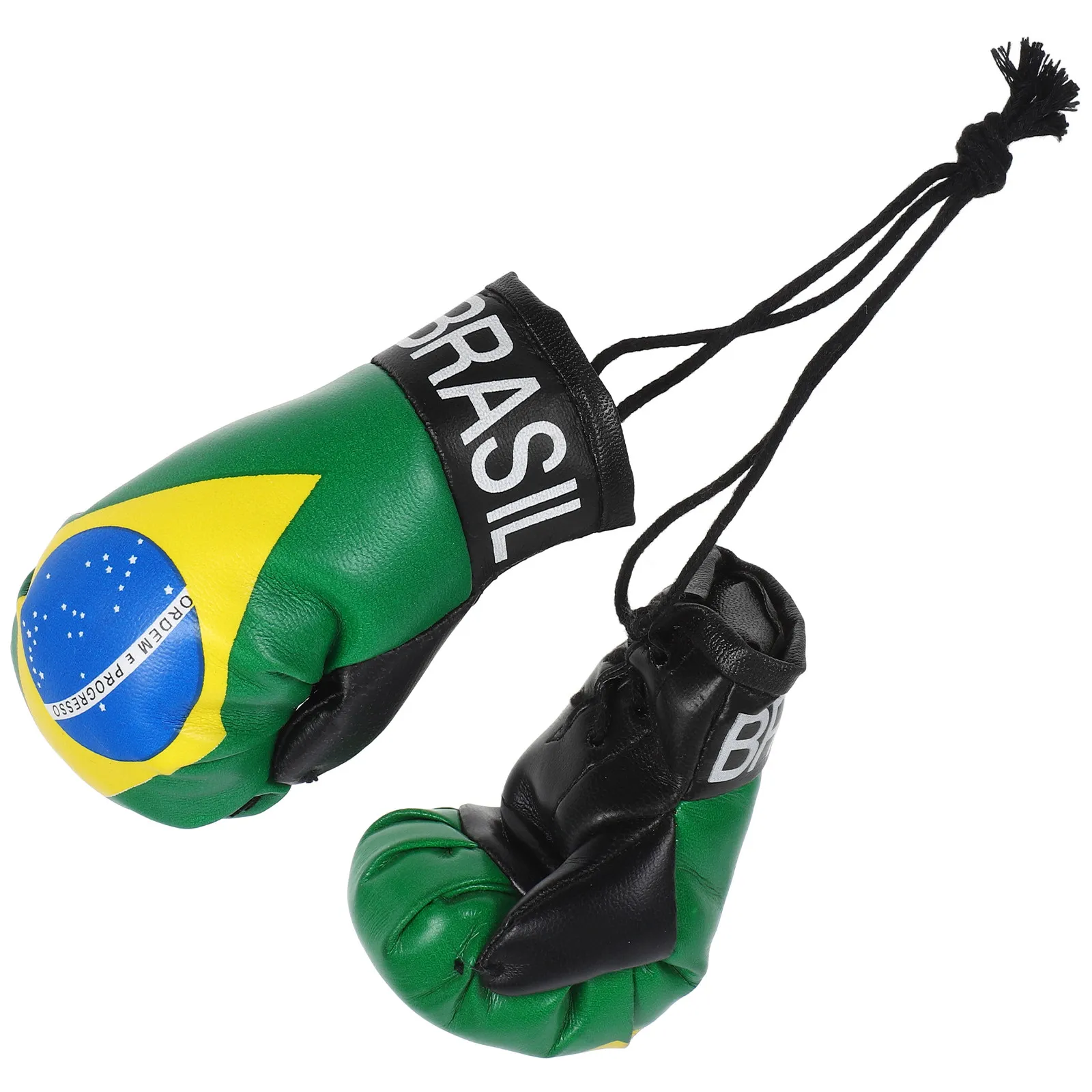 1Pair Brazil Flag Keychain Mini Boxing Gloves Pendant Car Rearview Mirror Hanging Decoration Boxing Party Favor