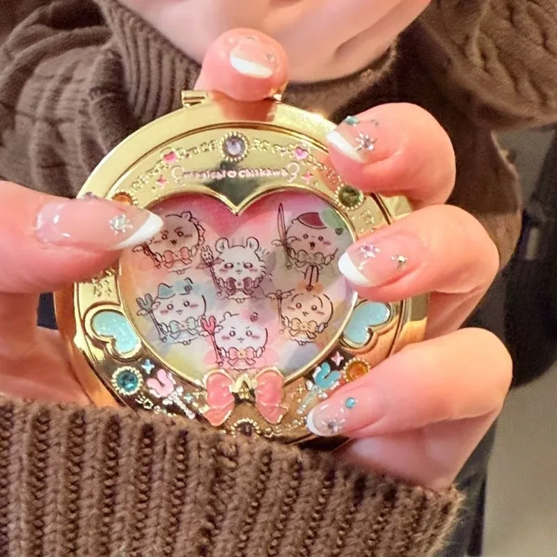 

Chiikawa Mirror Usagi Cartoon Cute Metal Flip Going Out for Makeup Repair Portable Makeup Mirror Princess Girl Exquisite Gift