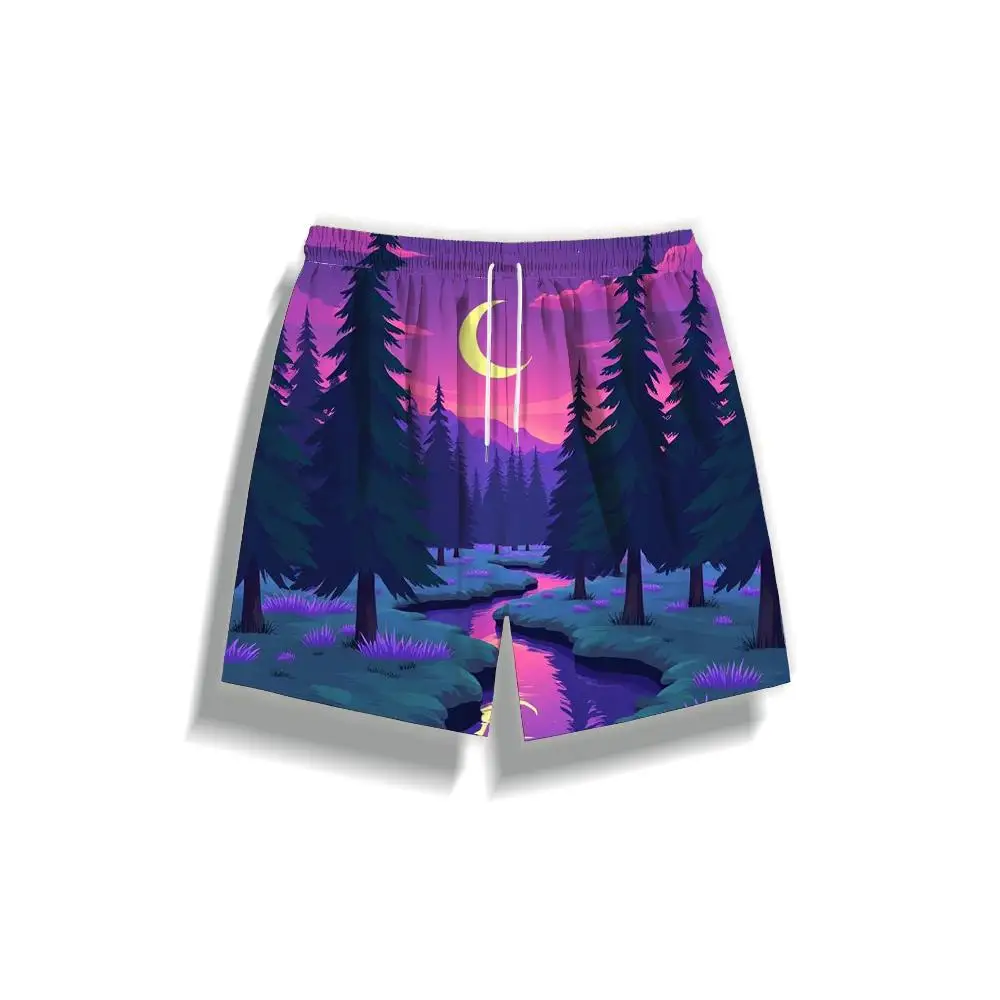 

1pcs Men's Short swim trunks2026 Summer 3D Printed Short sleeve baggy pants running Polyester Breathable Quick drying