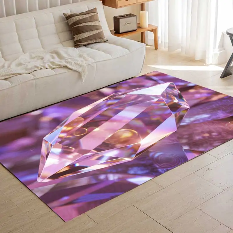 DIY Custom Carpet Rug Printed Rectangle Rugs Geometric Cubes Infinite Purple Pink Diamond Living Room Bedroom Decorative