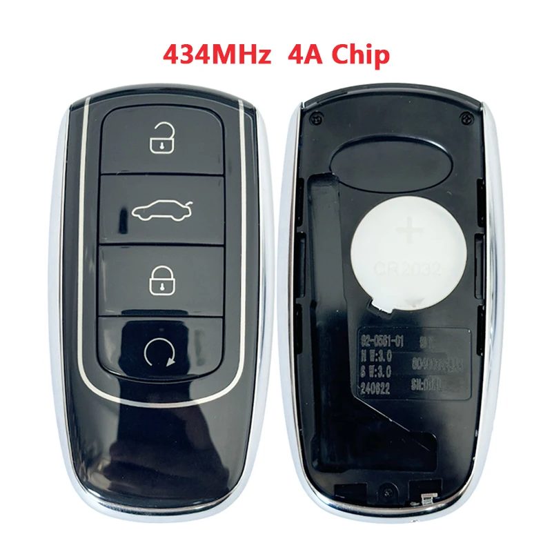 TXK039004 For Chery Tiggo 7 Plus Smart Remote Car Key 4 Button 434MHz 4A Chip With Blade P/N 804000228AA