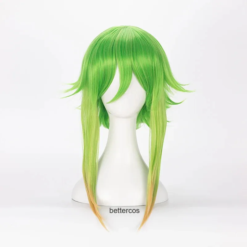 vocaloid-メグポイド-グミ-コスプレウィッグ-45cm-グリーン-ゴールデン-オンブレ-ショート-レイヤード-ふわふわ-耐熱性-合成繊維-ウィッグ-ウィッグキャップ