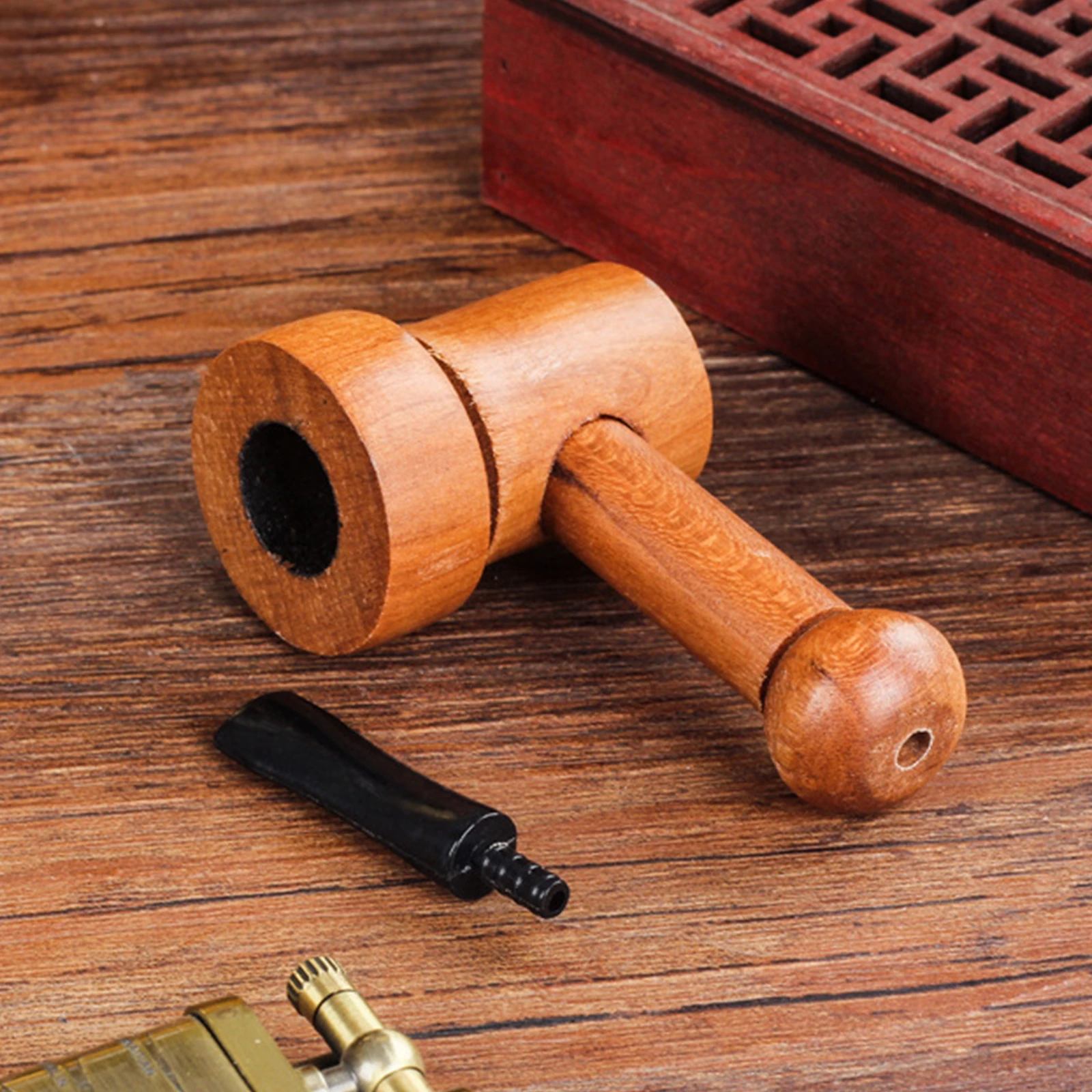 1pc Wooden Handmade Cigarette Holder, Circulation Filter Tobacco Tobacco Pipe For Men Gift