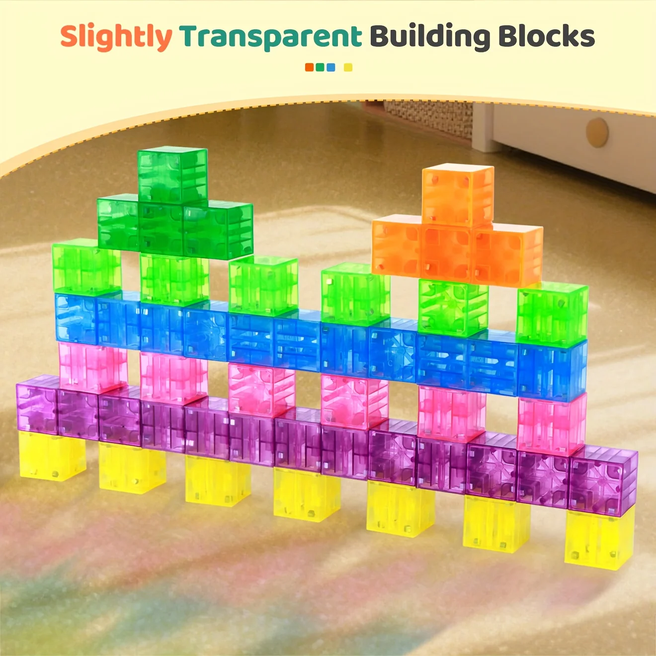 Colorful Magnetic Building Blocks Toy Transparent Magnetic Cubes Construction Preschool STEM Educational Sensory Kids Toys Gift