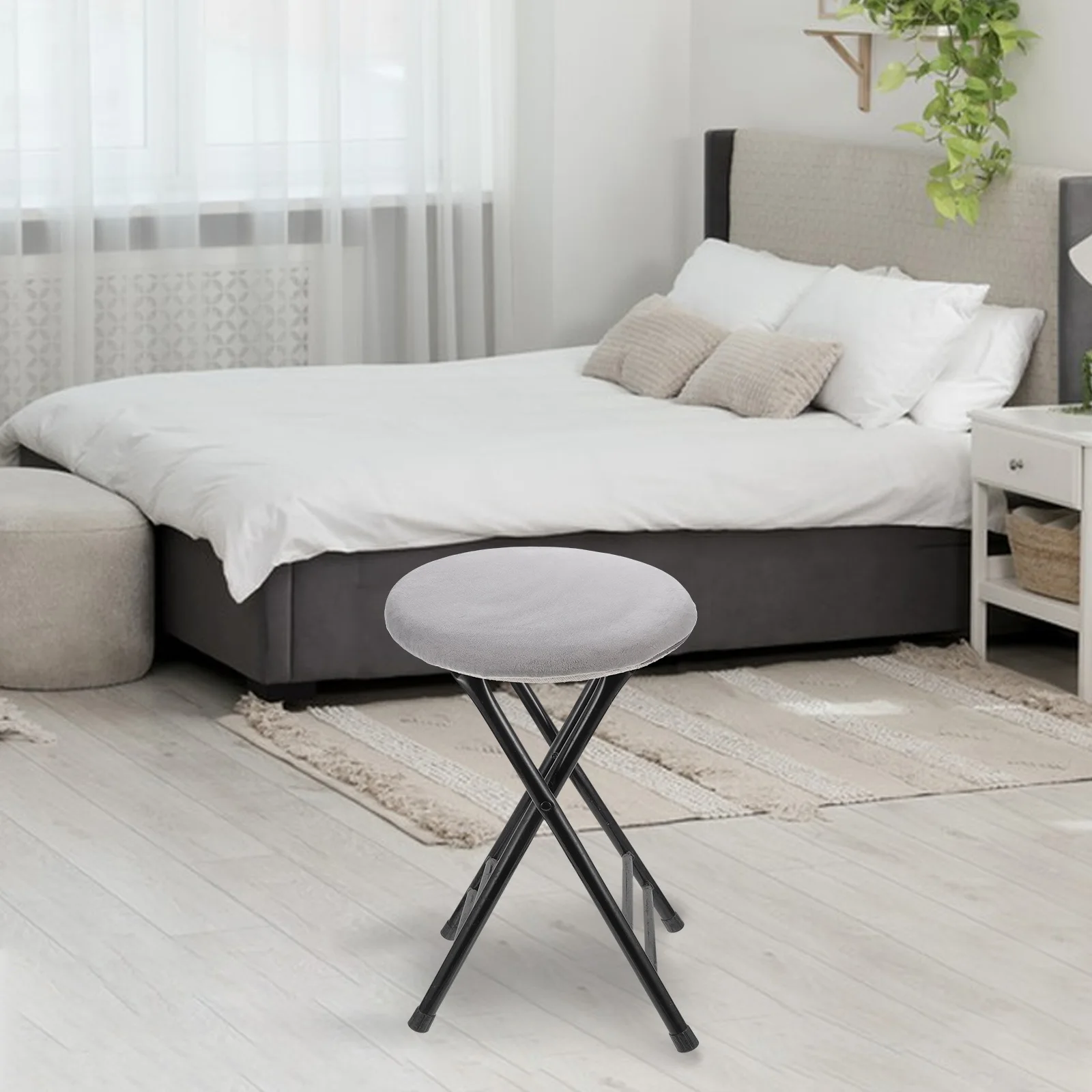 

Memory Foam Bar Stool Seat Cover Round Chair Repair Part Cushion Slipcover Grey Polyester Canteen Pub Seating Supply