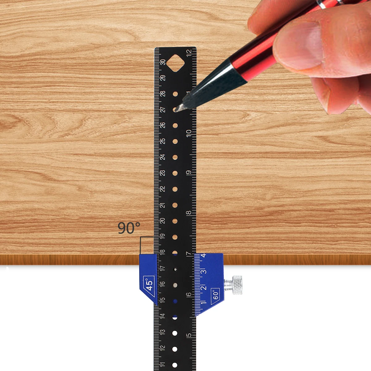 45/90Angle Ruler Positioning Block Stop Angle Scriber Line Marking Gauge SteelRuler Fixed Limit Woodworking Measuring Tool