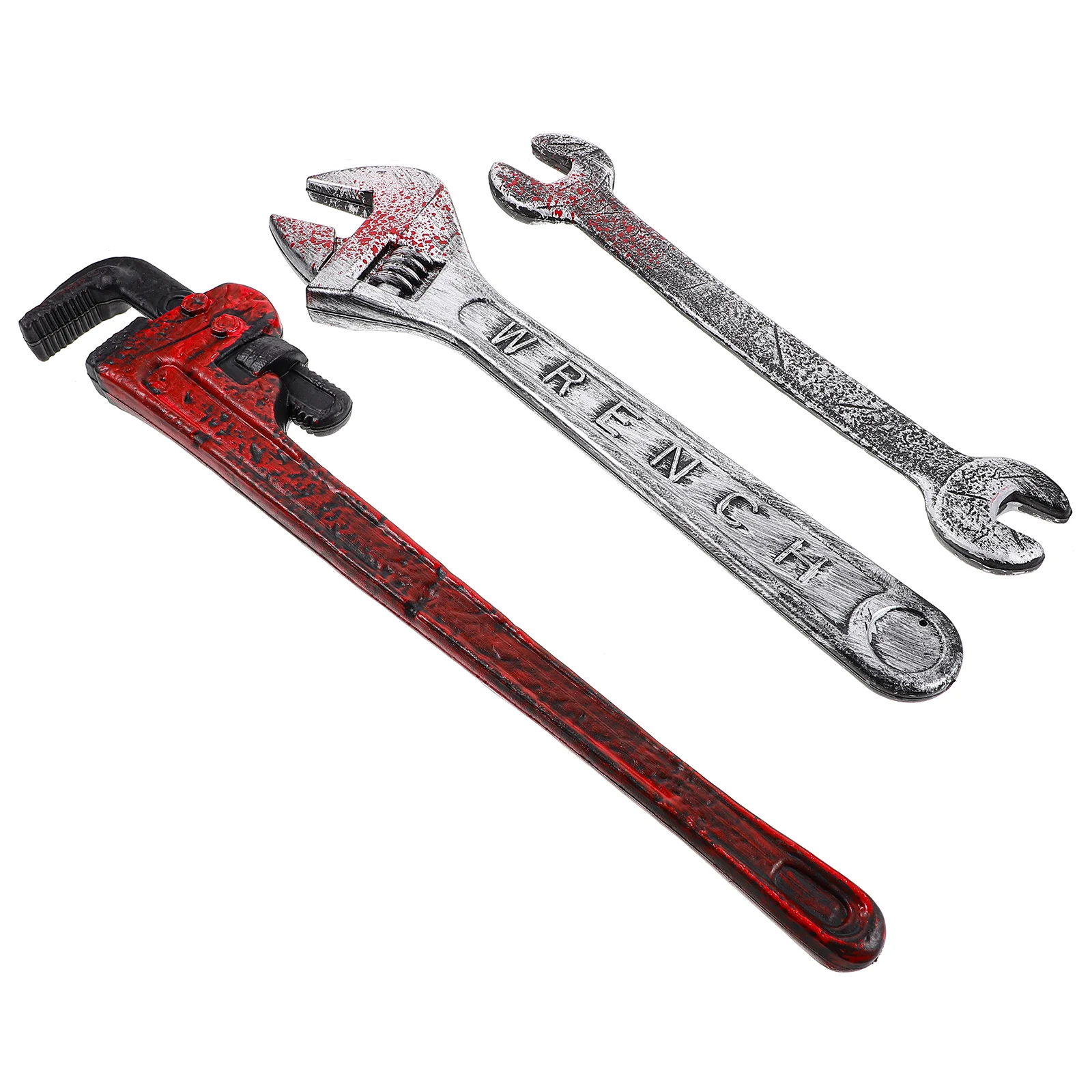 3 Pcs Halloween Plastic Fake Wrench Prom Party Cos Dress up Props Chain Foam Costume Toy Pretend