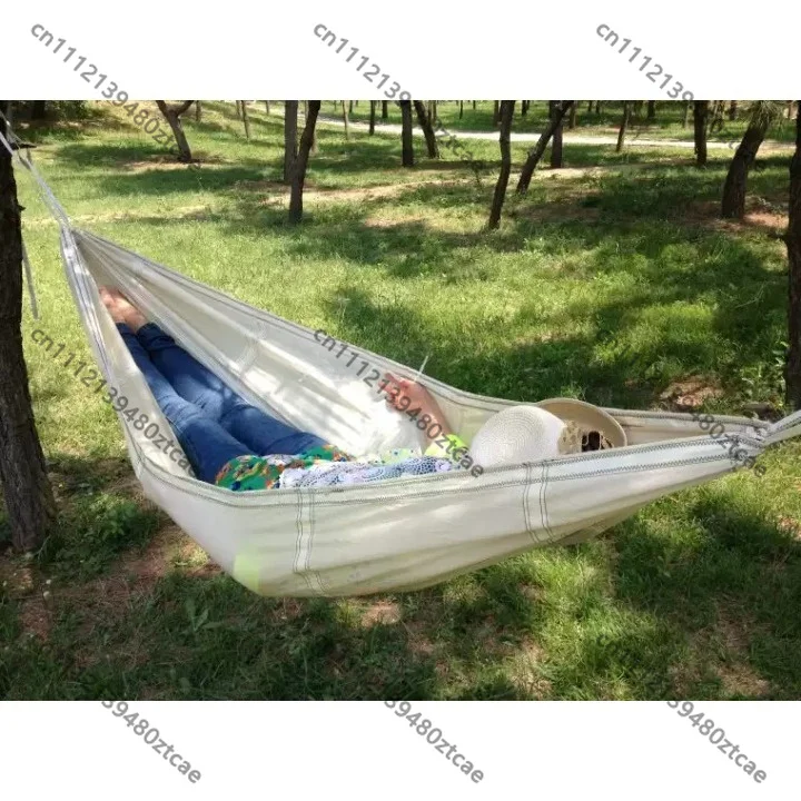 Military‑Green Hammock Real Umbrella Cloth Outdoor Camping Hammock Swing Ground Mat 2.2×1.1M