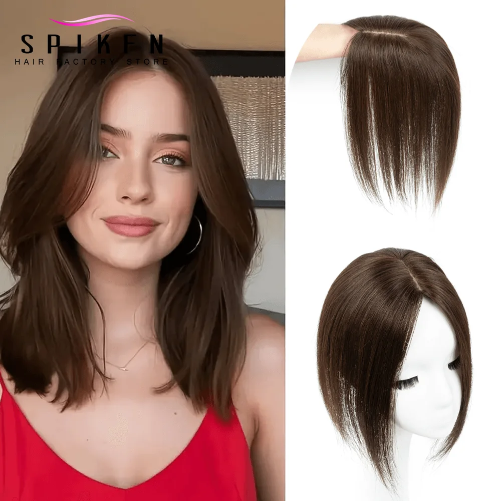 

'7x11'cm Hair Toppers Middle Part Women Human Hair Topper with Lace Base Clips in Hair Extensions Blonde Brown Human Hairpieces