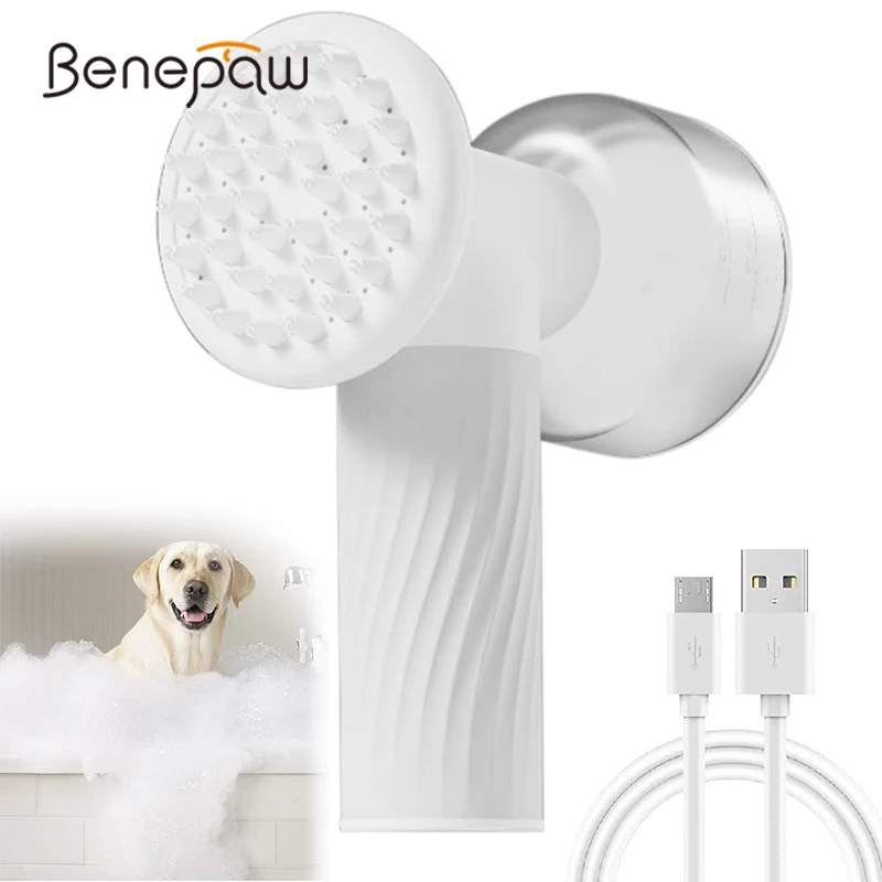 Benepaw Wireless Auto-Foaming Dog Bath Brush Pet Shampoo Dispenser Shower Scrubber Bathing Tool Massage Grooming USB Rechargable