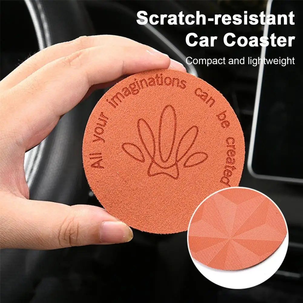 Shockproof Car Cup Holder Paw Print Car Cup Coasters Suede Faux Leather Anti-slip Bottle Pads for Stylish Car Set of 2 Universal