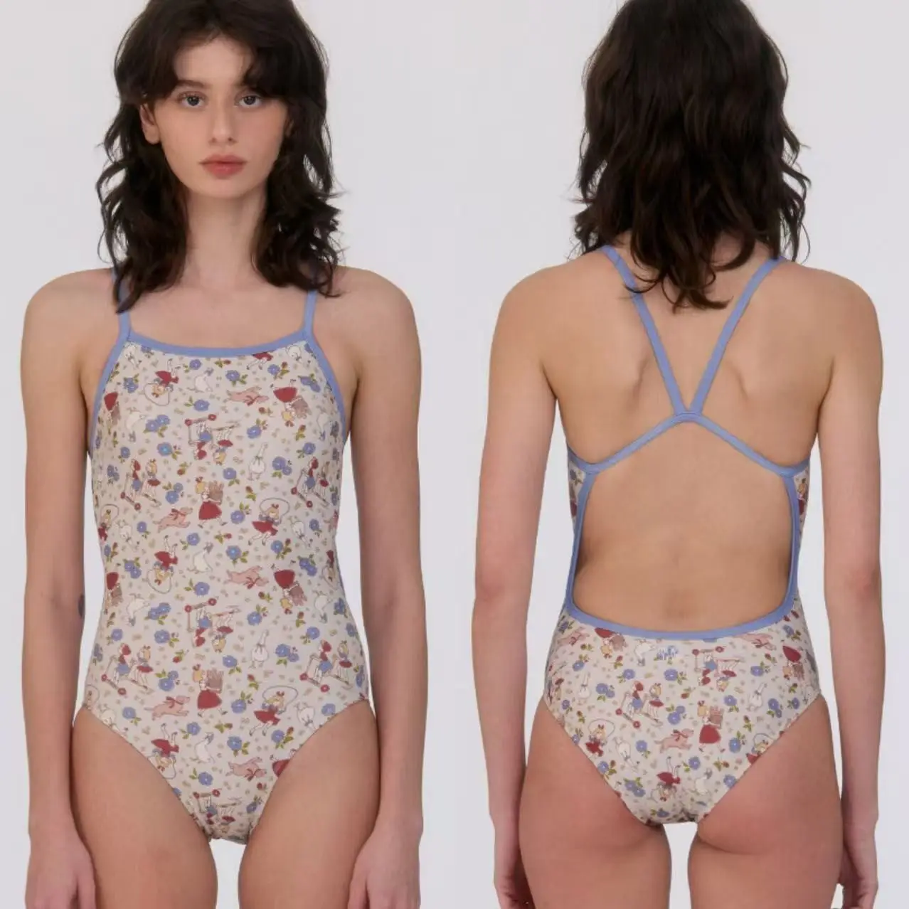 Cartoon Girls One-Piece Swimsuit Professional Style Quick-Dry No-Bust Pad No-Sleeve Competitive Swimwear for Swimming And Hot... - view 5