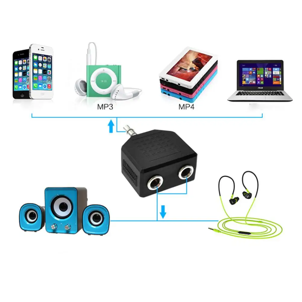 

2Pcs 35mm Converter Audio Adapter Splitter Double Mono Dispenser Black Double Mono Audio Adapter Durable Environmental