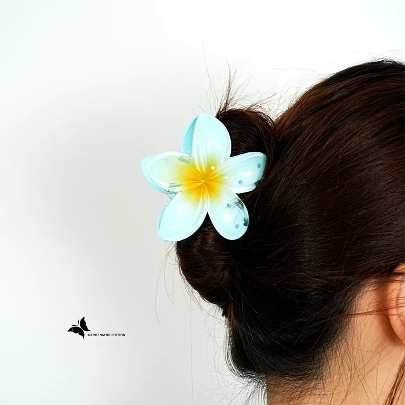 8CM Oversized Flower Acrylic Hair Clip Gradient Pattern Women\'s Sweet Hair Beach Resort Claw Crab Clip Hairpin Headgear