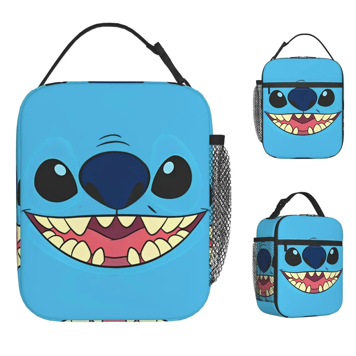 

Smile Cartoon Stitch Face Lunch Bag Casual Lunch Box For Adult Picnic Portable Cooler Bag Oxford Print Thermal Lunch Bags