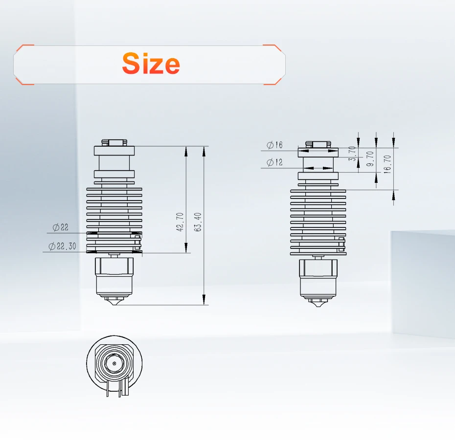 C Trianglelab TCHC TD6 Kühlkörper Kompatibel mit TCHC TD6 Hotend TUN Düse Dünnwandiger Bi-Metall Heatbreak 3D-Drucker – Detail 5