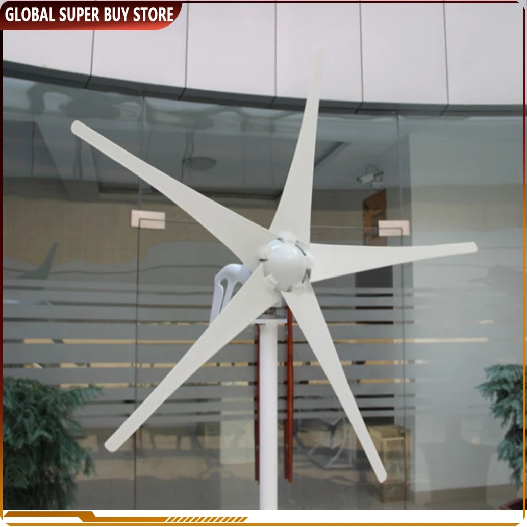 400W Wind Turbine Generator AC 12V/24V Economy 3/5 Blades Windmill for Home Use Windmill Generator with Charge Controller