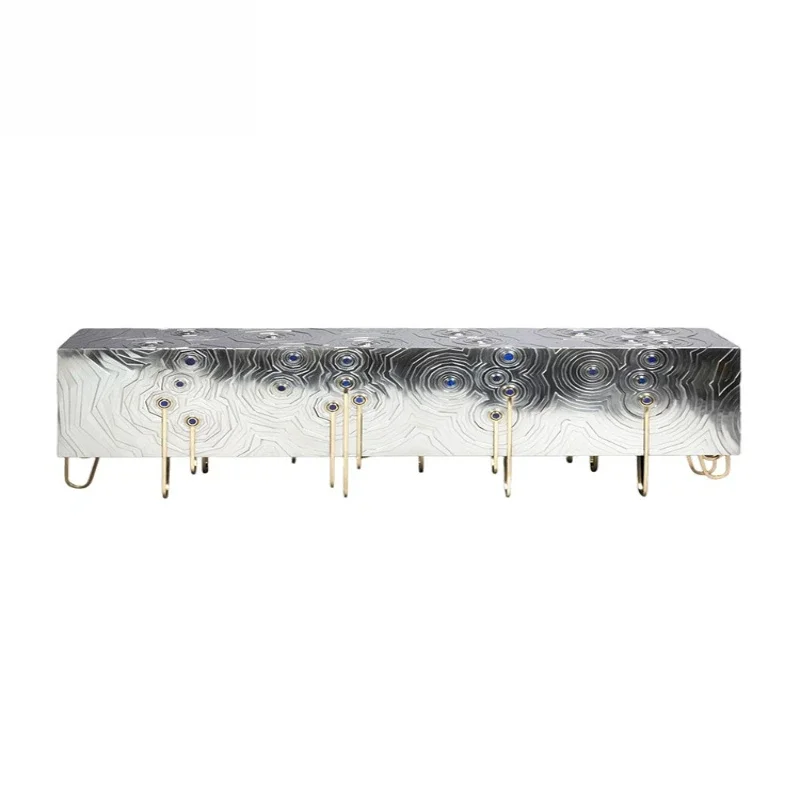 Italian Minimalist Stainless Steel Side Cabinet Artistic Villa Mansion Creative Curve Cabinet Leg Decorative Cabinet