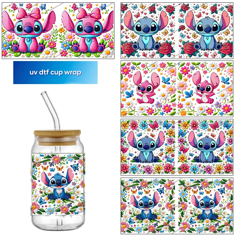 cartoon Flower character 16oz Cup wrap Cool Personalize Transfer Sticker Custom Label DIY Logo Selfadhesive Waterproof