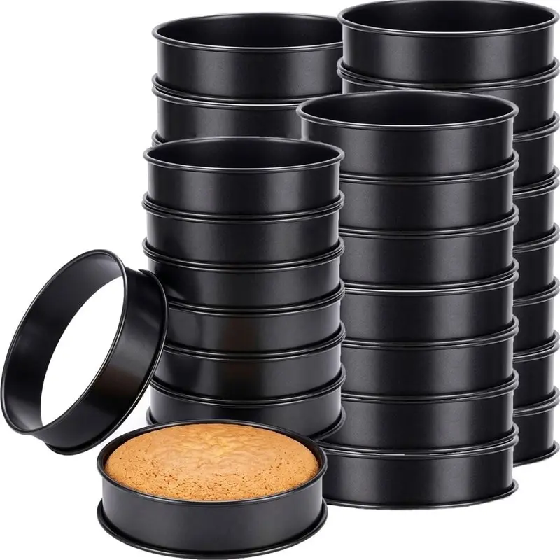 AB66-Nonstick English Muffin Ring Crumpet Rings 24Pc 3.15 Inch+ 4 Inch Stainless Steel Double-Rolled Tart Rings For Baking