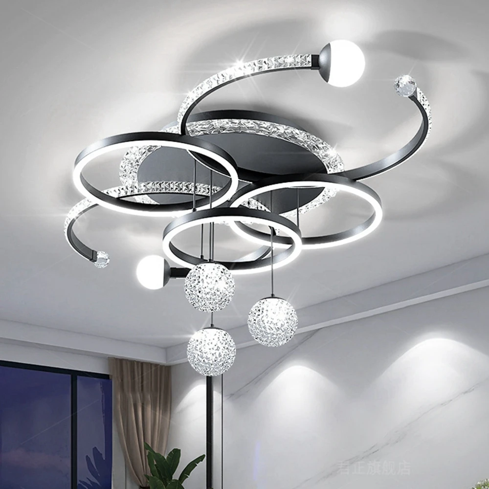 Modern Living Room Ceiling Lamp Creative Crystal Smart Bedroom Chandelier Intelligence Indoor Decorate Lamps and Lanterns