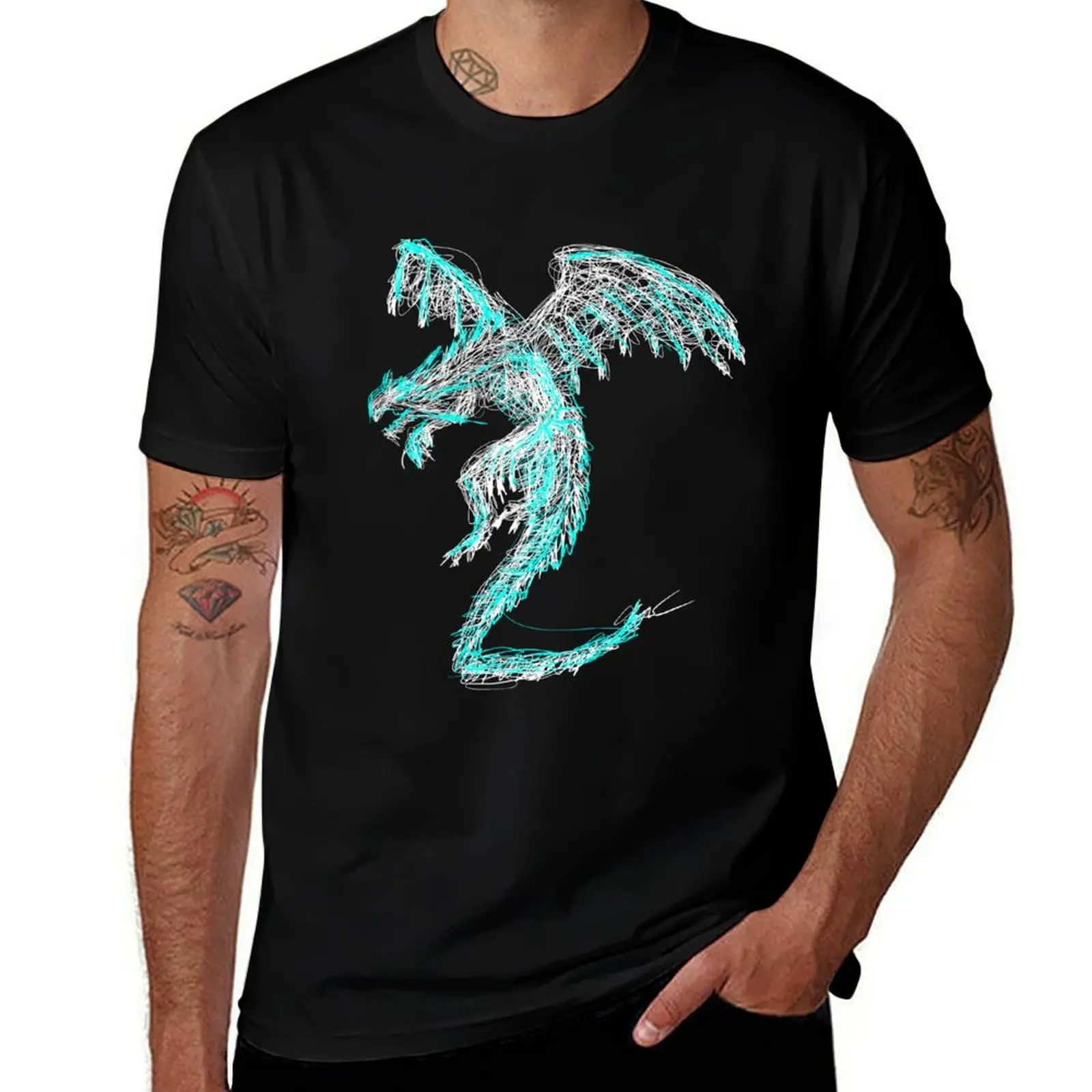 

Mystic White Lightning Dragon Scribble T-Shirt essential t shirt T-Shirt