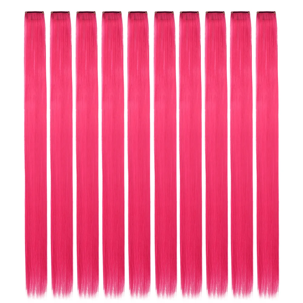 10PCS/Pack Colored Party Highlights Clip in Hair Extensions