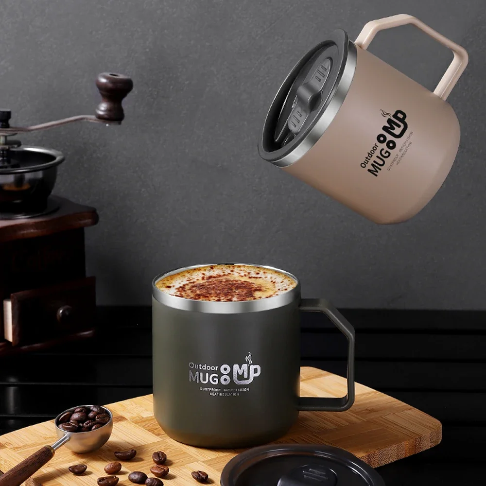 

400ml 304 Mug Stainless Steel Anti-Fall with Lid Milk Cup for Men and Women Home Water Cup Office Coffee Cup