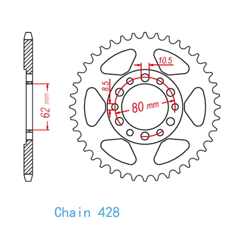 428 50T Motorcycle Rear Sprocket For Yamaha TW200 1987-2020 DT125 XT125 DT175 TW125 MX175 YZ80 TY175 TW125 TY125 XT250 XT350